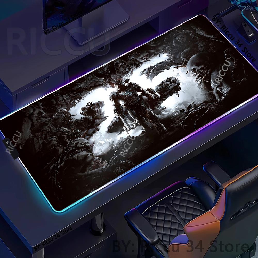Игровой коврик для мыши D-DOOM E-Eternal RGB Светящийся Большой коврик для стола Зашифрованный Противоскользящий Супербольшой игровой коврик для мыши Расширенный игровой коврик
