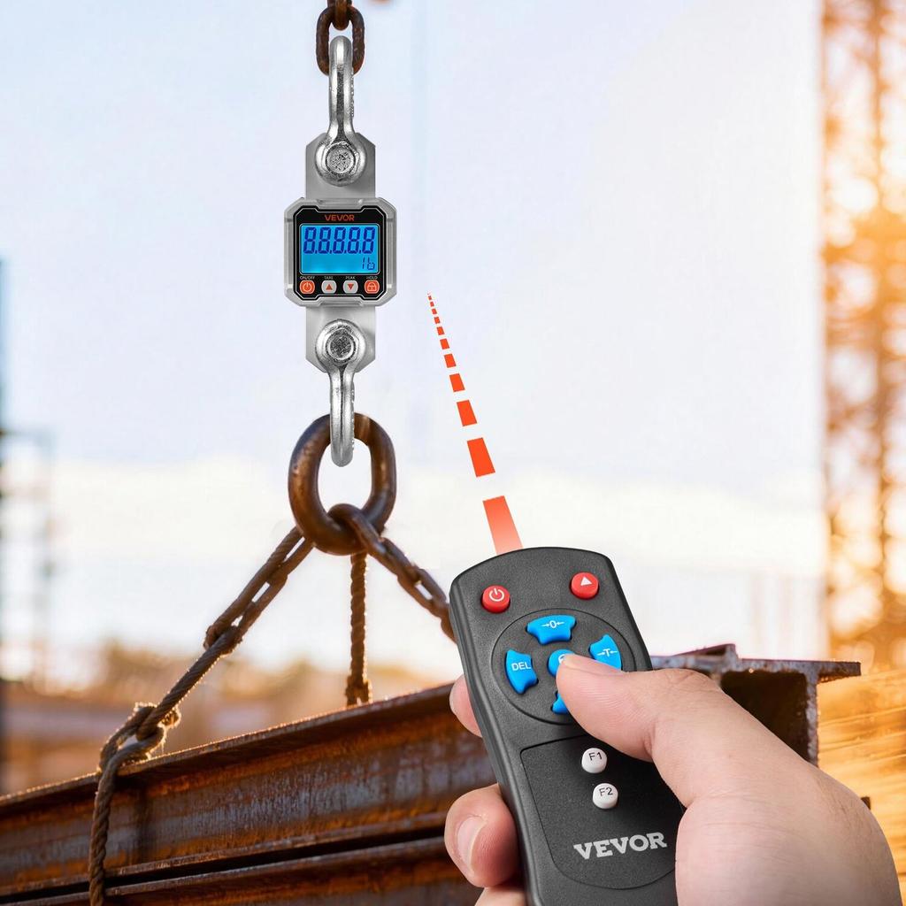 Digital Crane Scale, 6600 lbs/3000 kg Max Capacity, Heavy Duty Industrial Hanging Scale with Cast Aluminum Case & LCD Display, 500 g Division & 3 Unit