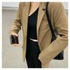2025 Spring Autumn Women's Brown Blazer, Korean Style Loose Fit Casual Jacket with Notched Lapel, Internet Famous Office Wear for Daily Outfits
