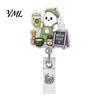Pumpkin Badge Holder Halloween Retractable Reel, Ghost Black Cat And Design, Nurse Reel 360 Degree Rotating Acrylic ID for Nurses Office Staff Cute