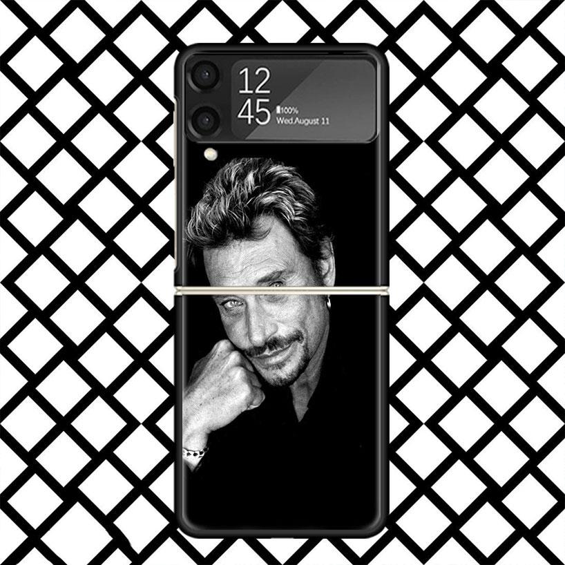 Johnny Hallyday Music Phone Case For Samsung Z Flip 7 6 5 4 3 Galaxy ZFLIP7 ZFlip6 5G Flip5 Flip4 Flip3 5g Black Hard Cover