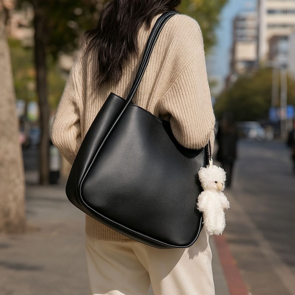 Solid Color PU Leather Shoulder Bag Korean Style Handbag Crossbody Bag Underarm Bag  Commuting