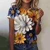 Women's T-Shirts Fashion 3d Floral Printing T Shirt Casual Tees Summer Clothing Basic Female Tops Print Oversized Pullover