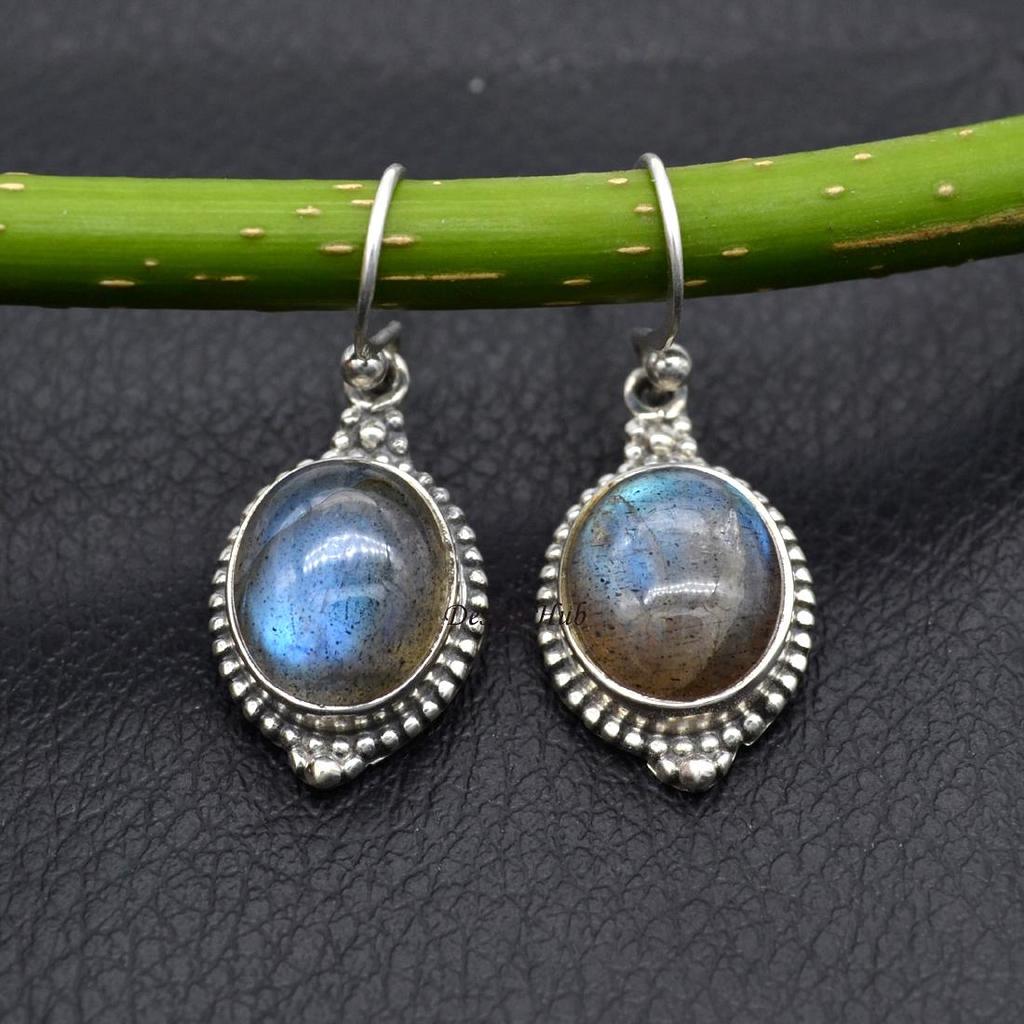 Natural Labradorite Earrings 925 Sterling Silver Earring Gemstone Earring Silver Earrings Oval Shape Earrings Gifts For