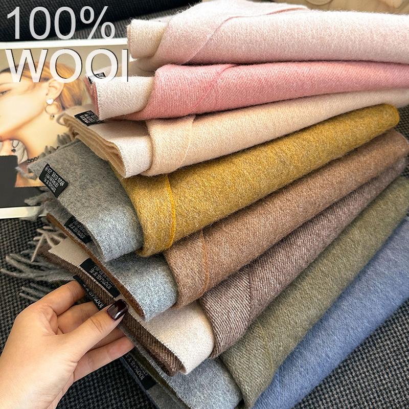 Зимний Шерстяной Шарф Для Женщин Теплые Кашемировые Шарфы Хиджаб Однотонный Женский Длинный Шаль Пашмина Бандана Головной Платок