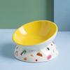 Ceramic Cat Bowl Flat/Slanted Mouth Anti Tipping Dog Food Feeding Basin Non-slip Large Capacity Pet Drinking Feeder