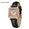 Small Fashion Square Roman Scale Diamond Waterproof Quartz Watch for Women