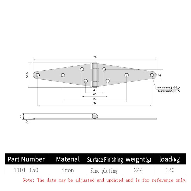 Strap Hinge  4"/6"/8"/10"/12"inch Strap Gate Hinge for Wooden Gate Heavy Duty Wide Hinges