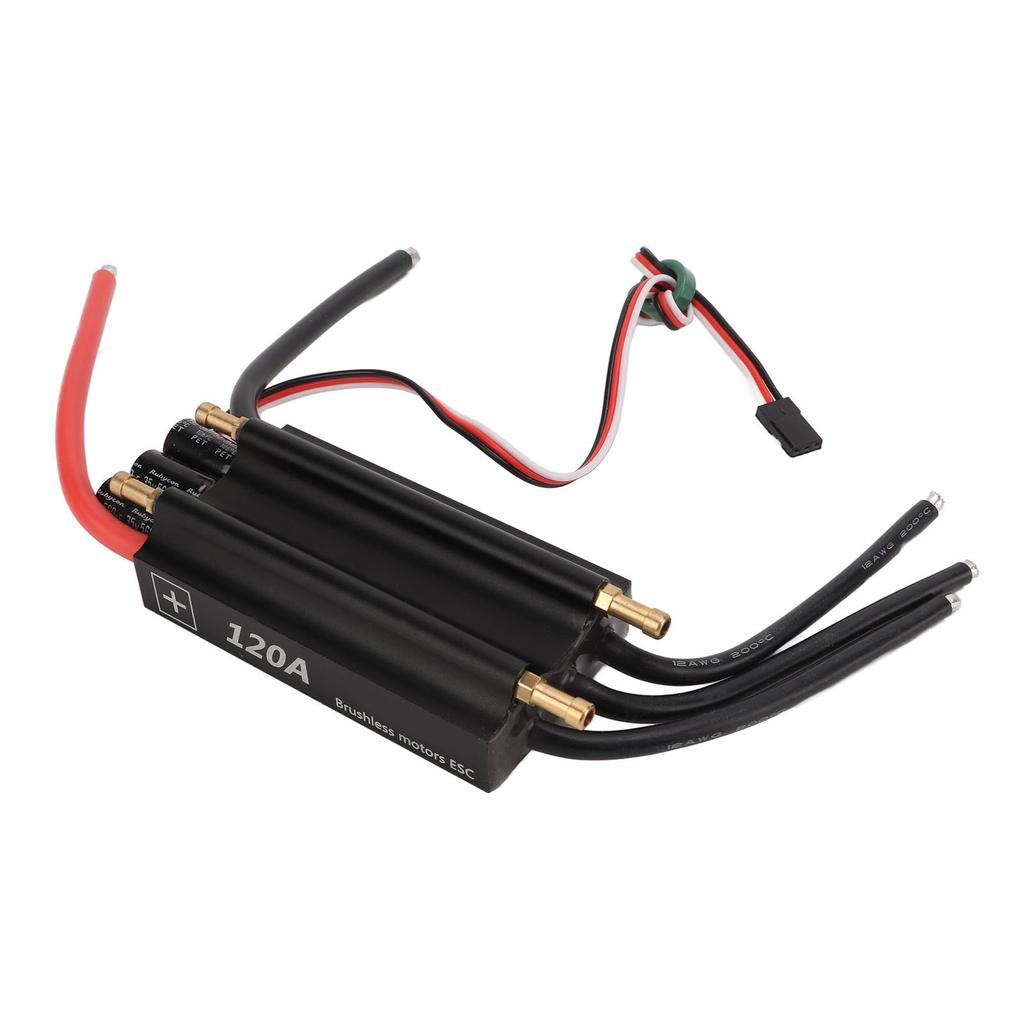 RC ESC 120A Water Cooled Waterproof 2 Way Black Built In BEC 210K Erpm Cycle Menu Settings Brushless ESC for RC Boats