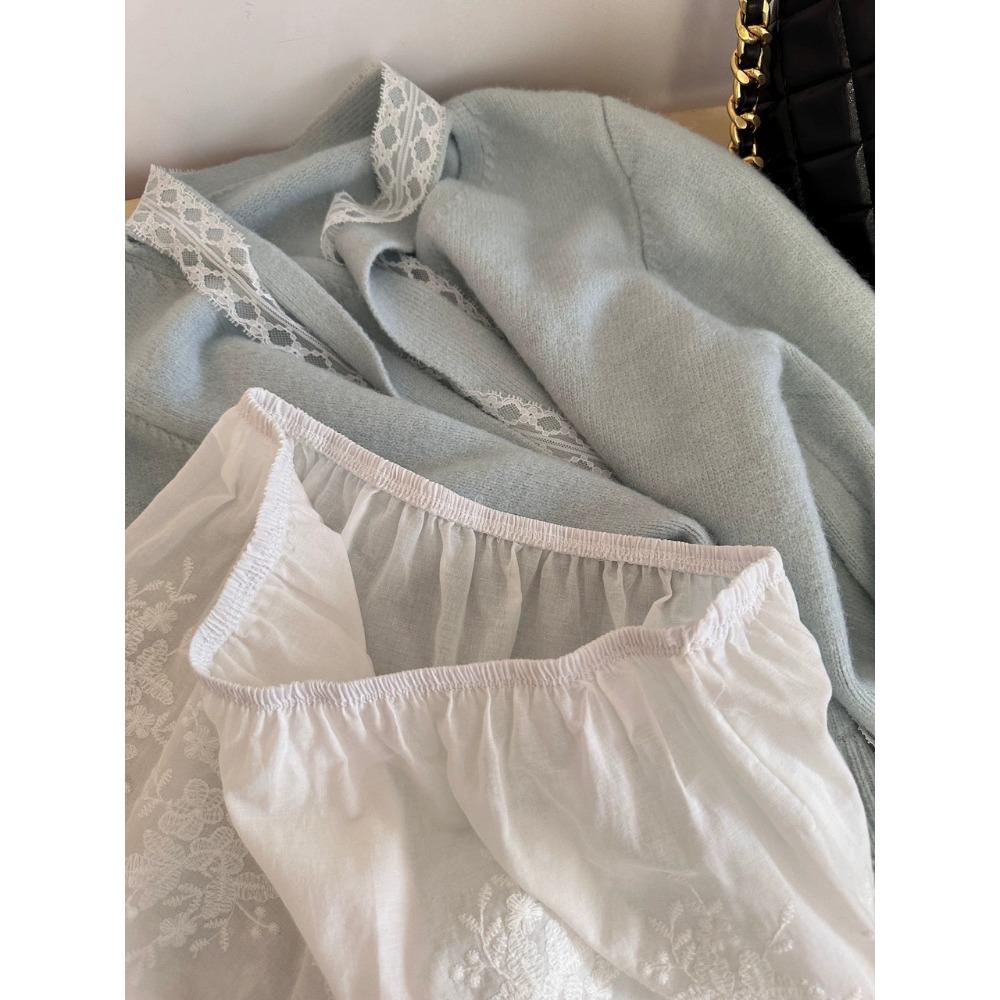 «Сложенная занавеска для пукания», нескользящая юбка средней длины с низом, женская весенняя новинка из кружева, маленькая занавеска для пукания с эластичной талией