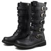 Fashion Large Size Men's Leather Motorcycle Boots Mid-calf  Combat Boots Gothic Belt Punk Boots Men Shoes Tactical Boot 2025
