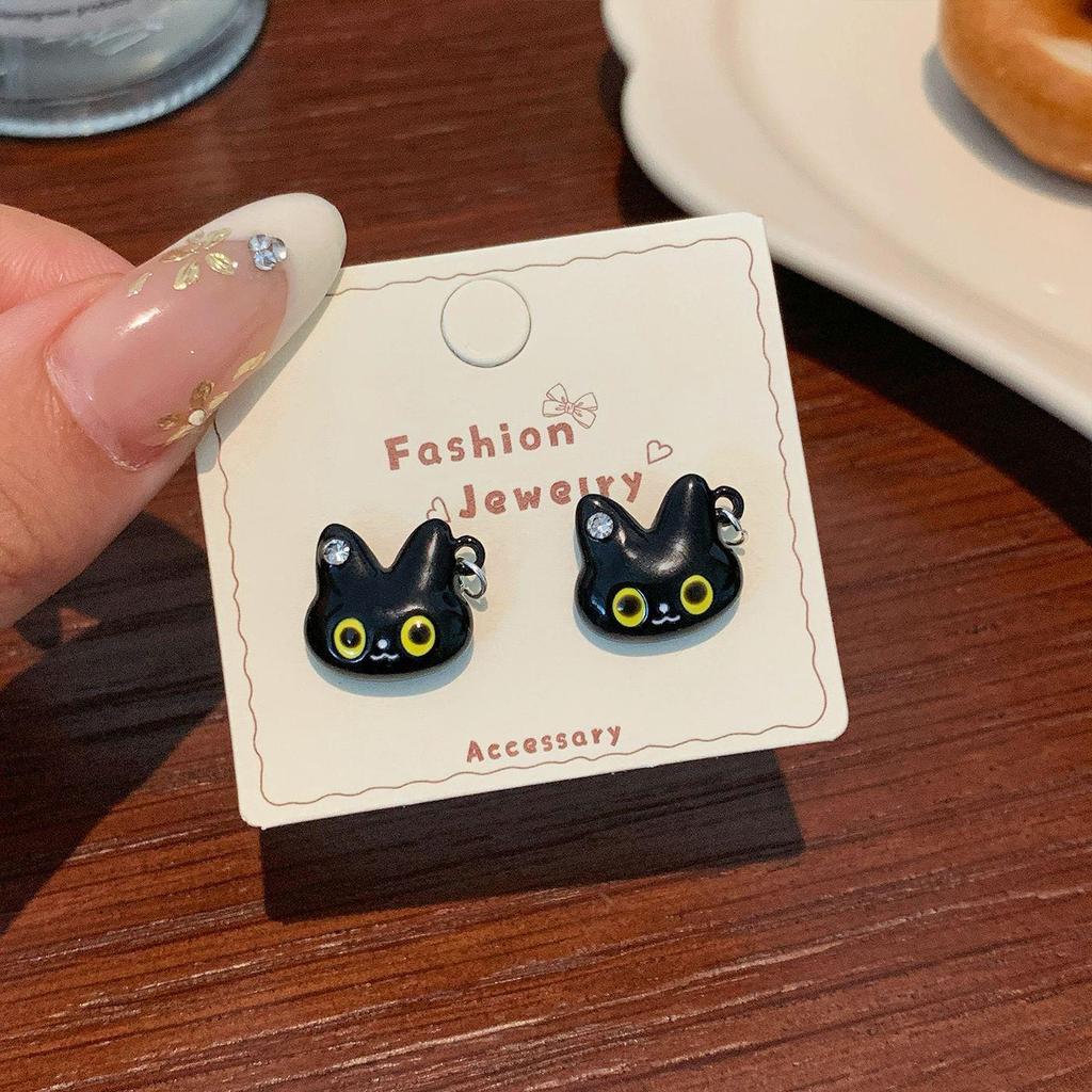 Очаровательные серьги-пусеты в виде черных котят: Серебряная игла, милый дизайн хвоста для женщин