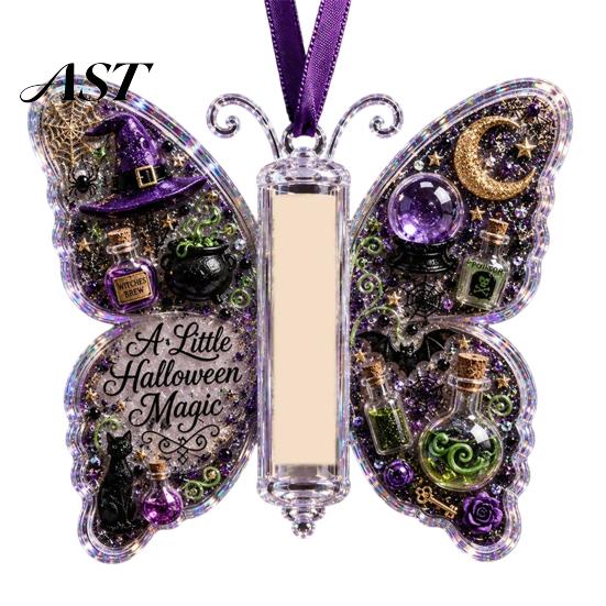 Graduation Money Gift Box Acrylic Butterfly Cash Ornament, Christmas Halloween Holder with Clear Holiday Clip for Storage Compartment, Hanging