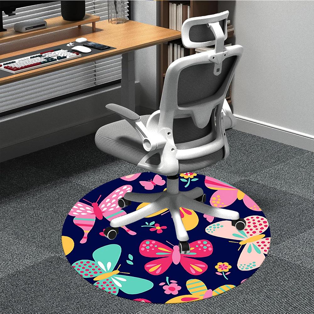 1pc Butterfly Floral Print Chair Carpet for Office, , Non-slip carpet, Very suitable for offices, farmhouses,Outdoor carpet yy251120033