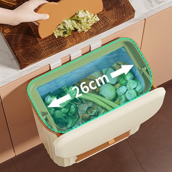 Wall Mounted Garbage Bin with Lid Large Capacity Easy To Install Cabinet Door Trash Can Food Garbage Holder
