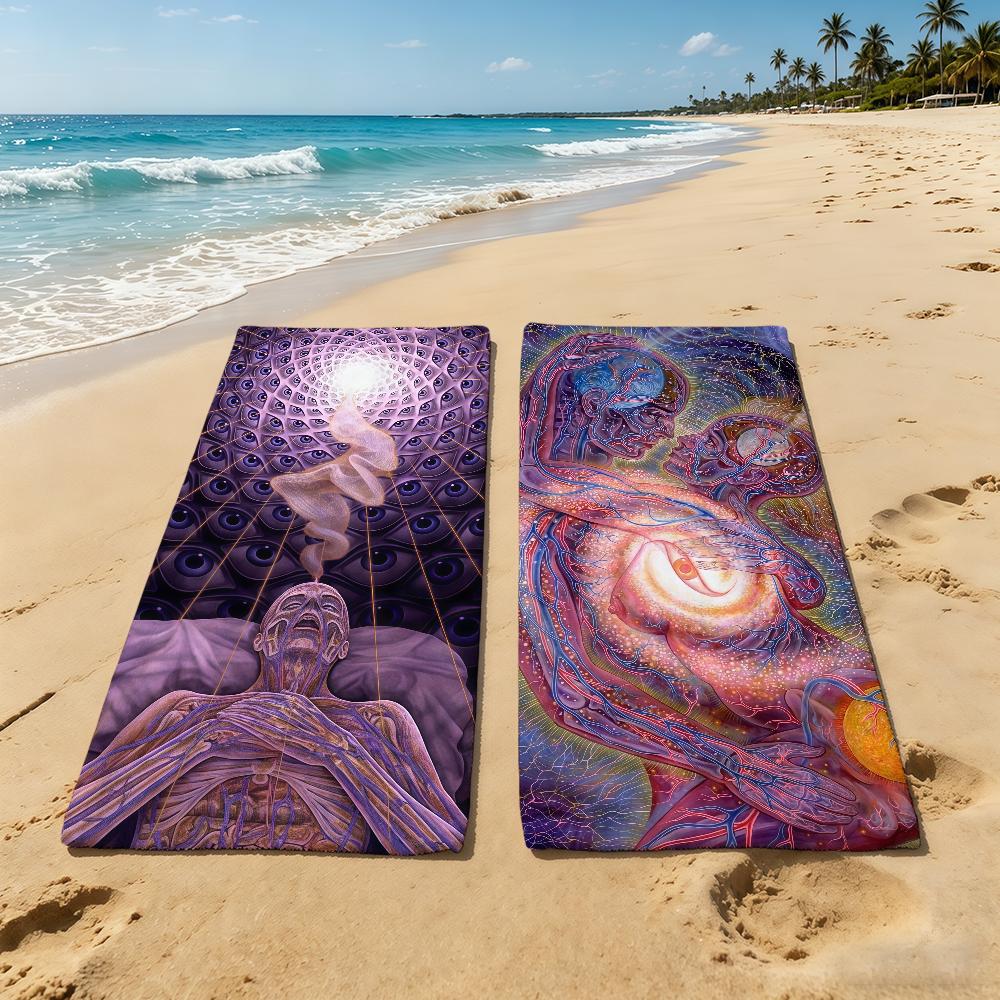 Полотенце Alex Grey Trippy Psychedelic Art для кемпинга на открытом воздухе, пляжное полотенце, супервпитывающее, быстросохнущее, летнее полотенце