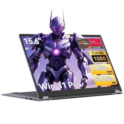 Портативный ИИ-ПК 15,6" 2-в-1 Сенсорный Full HD, AMD Ryzen 5 7430U(до 4 ГГц),DDR4 16 ГБ ОЗУ 512 ГБ SSD, Windows 11 PRO, HDMI