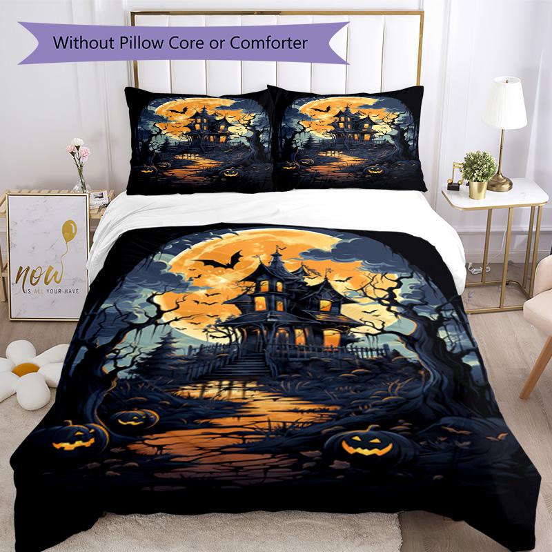Halloween Bedding Set Breathable Duvet Cover with Pillowcases Decorative Bed Linen for Bedroom Home Decoration Birthday Gift