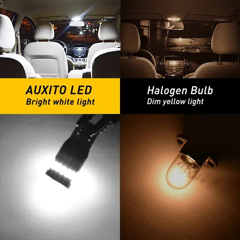 AUXITO 10Pcs W5W T10 LED Canbus Light No Error Car Interior Light 194 501 168 24SMD 3014 Chip Pure White Instrument Lights Auto