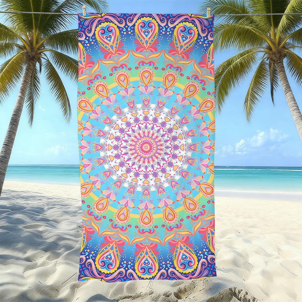 Seaside Microfiber Beach Towel, Water-Absorbing Quick-Drying Double-Sided Velvet Printed Bath Towel