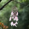 Boho Double Loop Dreamcatcher - Silk Thread Wall Art with Feathers, Car & Room Pendant