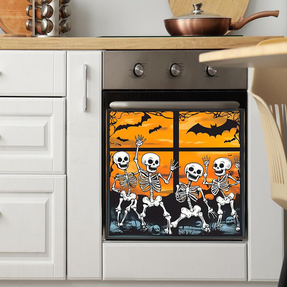 Закат Хэллоуин Череп Летучая мышь Праздники Стеклянные шкафы Наклейки для домашнего декора