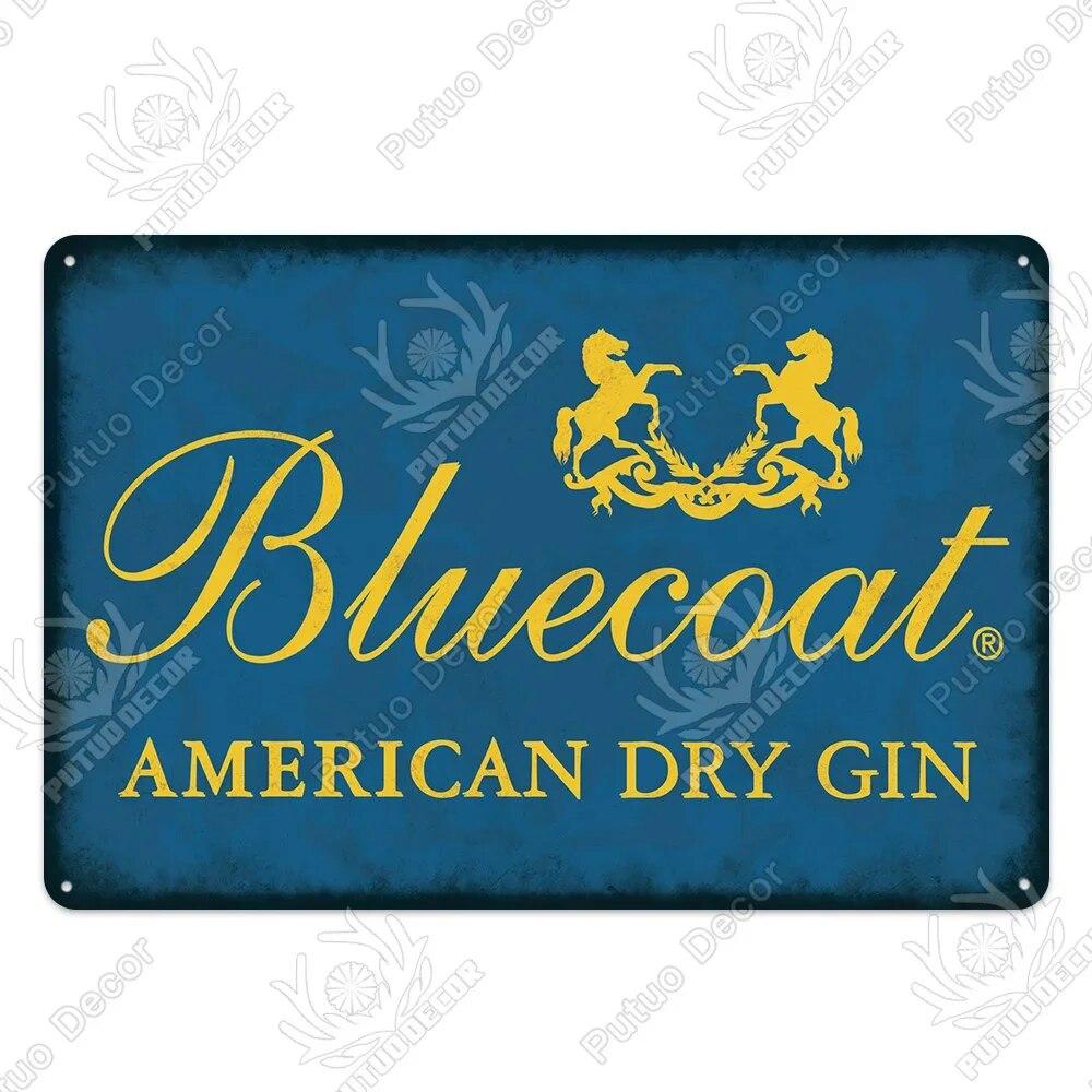 Putuo Decor Classic Gin Vintage Metal Sign Wine Tin Sign Decorative Plaque for Bar Pub Club Decoration Wall Decor Alcohol Sign