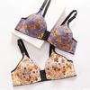 Сексуальный бюстгальтер с застежкой спереди, пуш-ап, бюстгальтер без косточек с цветочным принтом, удобное беспроводное женское белье, чашка BC