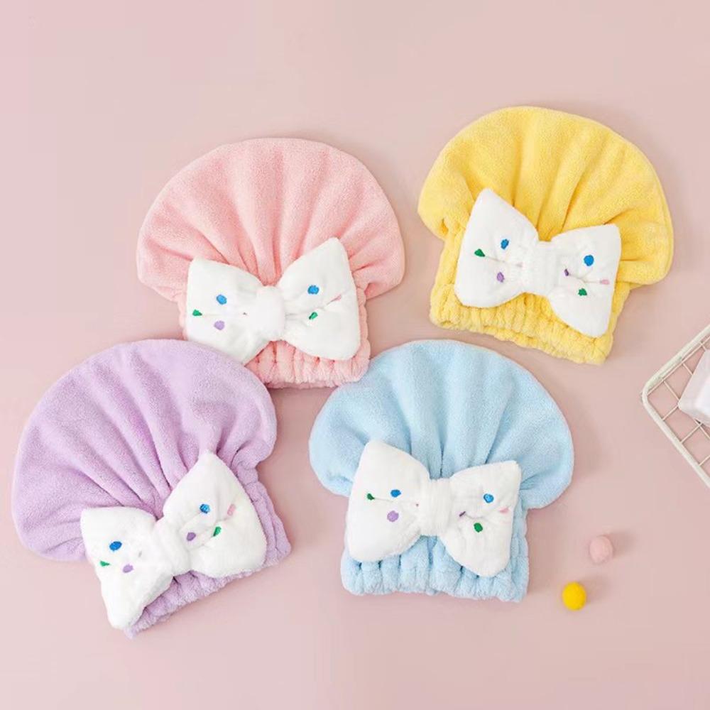 Быстросохнущие детские банные полотенца из микрофибры, пляжные, для спа, банные халаты, полотенце-капюшон для обертывания волос с бантом, для детей