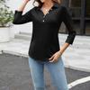 Women's Fashion Casual Lapel 3/4 Sleeve  Shirt Women's Button Up Tops