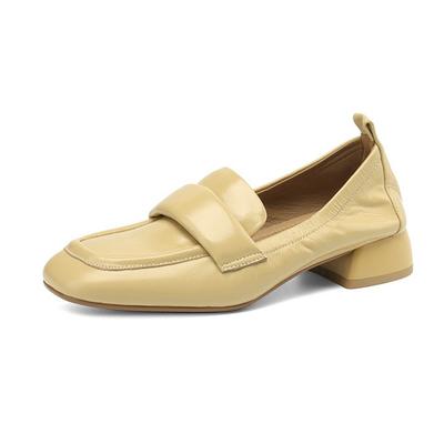 Весенние туфли на низком каблуке из коровьей кожи с квадратным носком, лоферы без шнуровки, броги, женские туфли-лодочки для отдыха