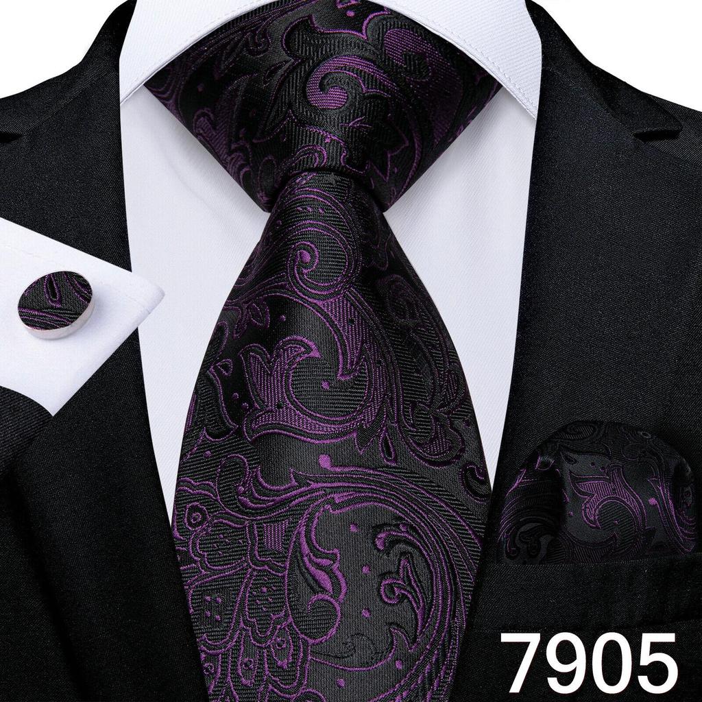 Мужской шелковый галстук в клетку, полосатый однотонный синий галстук, носовой платок, набор запонок, свадебный комплект