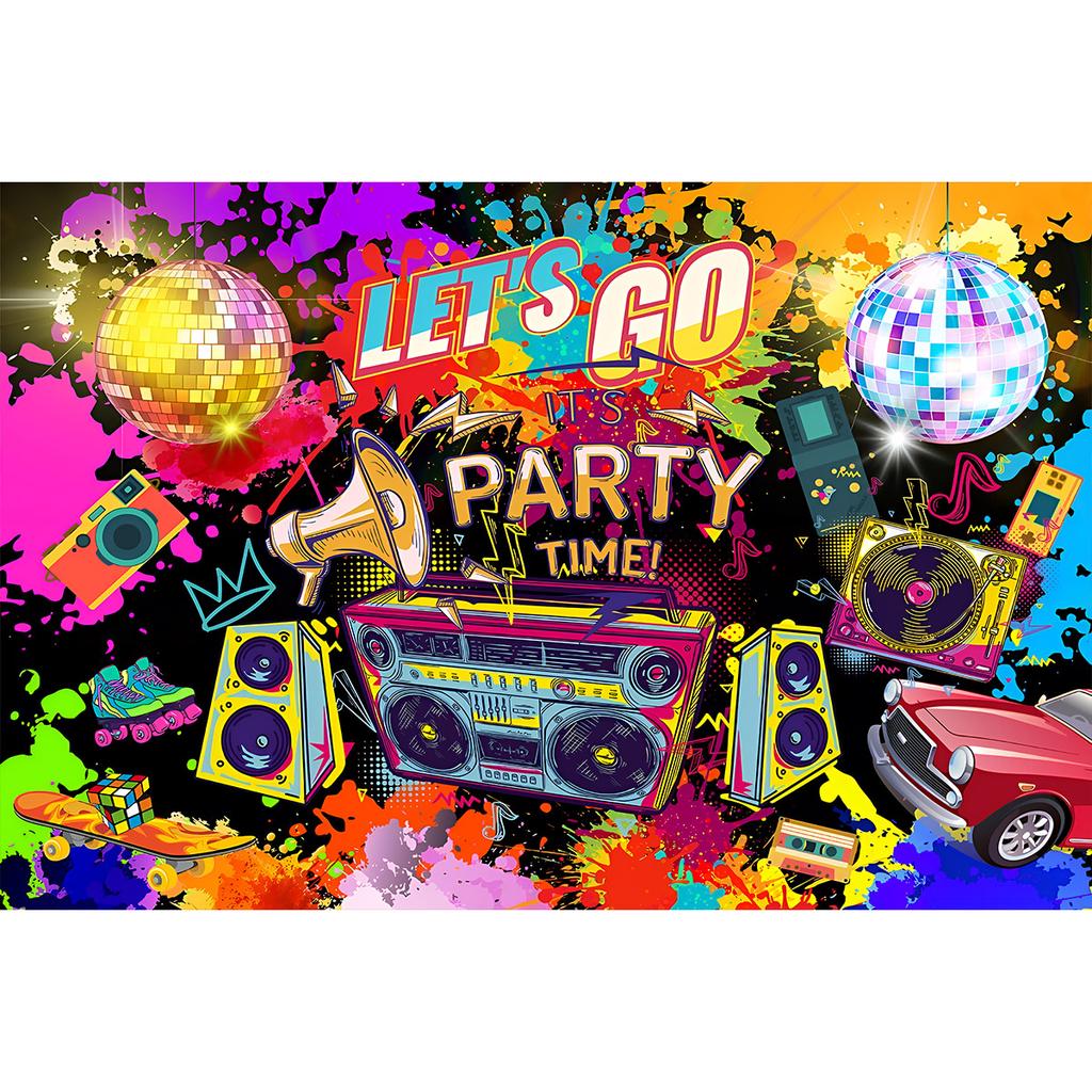 80s 90s Backdrop Party Decorations Retro Hanging Banner Back to The 80s 90s Hip Hop Graffiti Wall Photography Background Photo