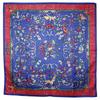 Carree90 Scarf PIERRES D' ORIENT ET D' OCCIDENT Oriental Stone and Western Stonework Blue Silk Women Used