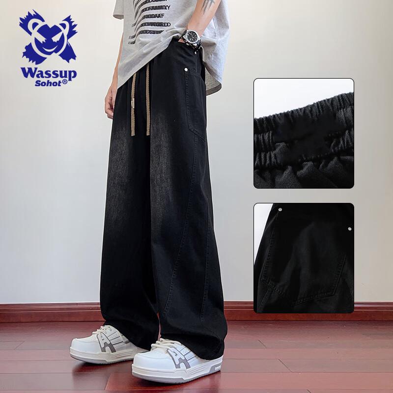 Wassup Sohot Мужские джинсы свободного кроя с прямыми штанинами