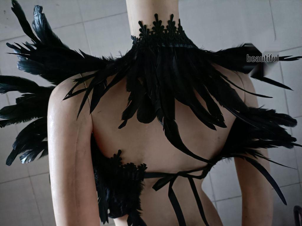 Шоу-накидка из перьев: Элегантный жилет с искусственным воротником и комплект со шарфом