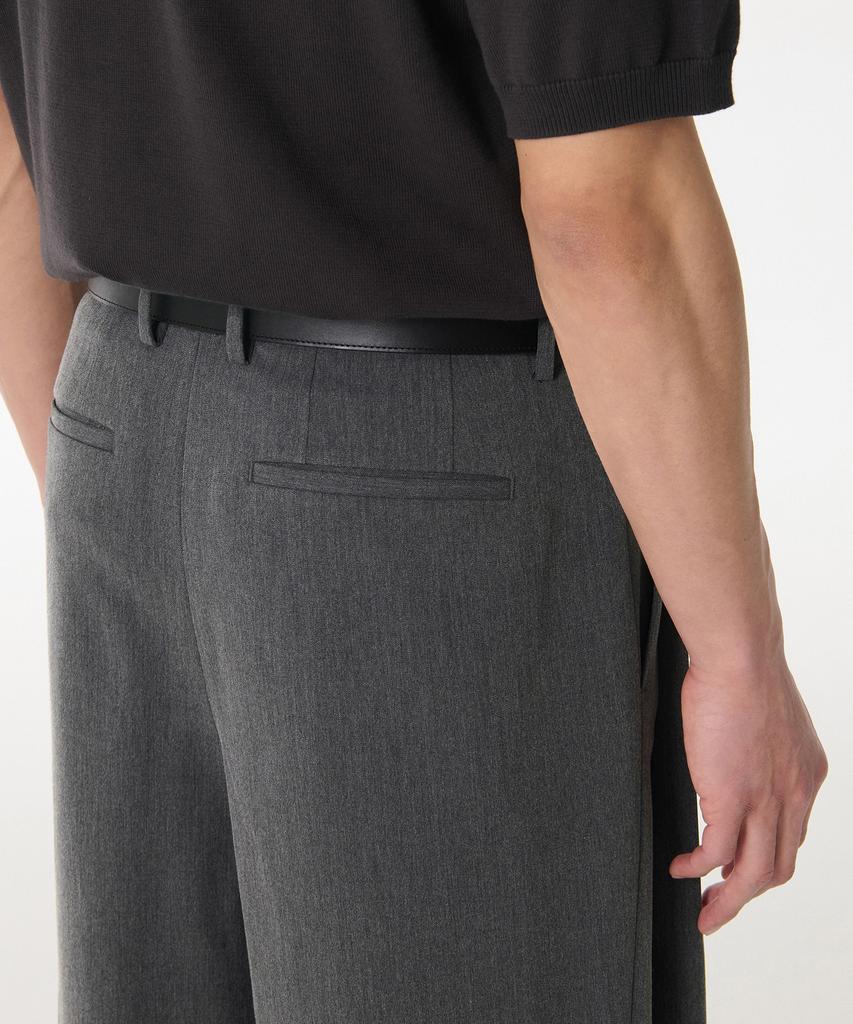 MUSINSA STANDARD Deep Tuck Overlap Wide Hidden Banding Slacks [Medium Gray]