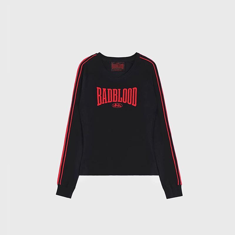 Корейская Badblood Американский Ретро Женская Повседневная Спортивная Футболка с Длинным Рукавом и Вышивкой