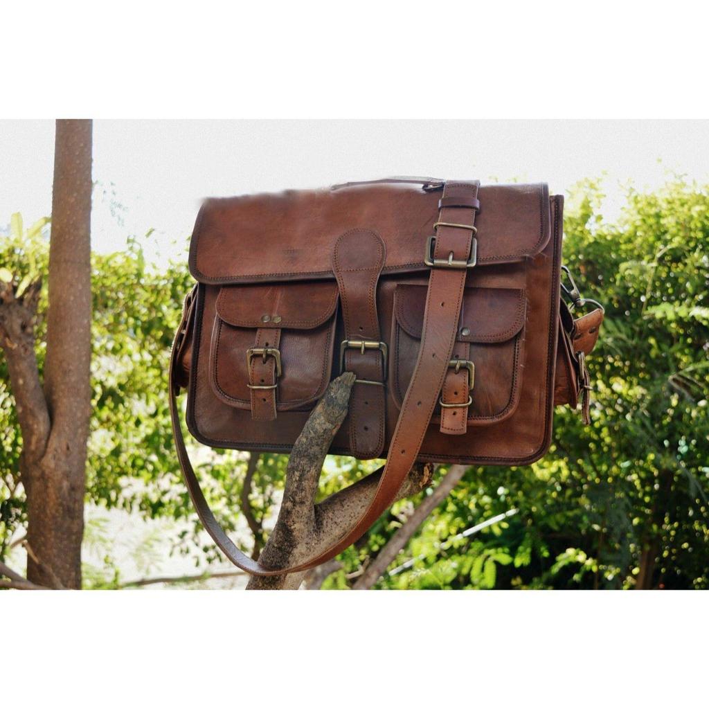 Сумка-портфель ручной работы Сумка-портфель для мужчин Натуральная кожа Винтажный ноутбук