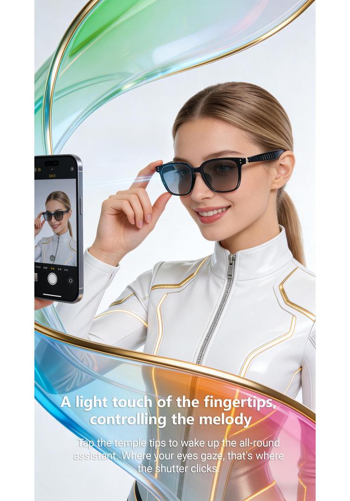 Smart AI Bluetooth Sunglasses: Real-time Translation in 100+ Languages, Music & Calls