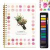 Workbook with 12 Colors Pigment Step-by-Step Animal Flower Painting Guide