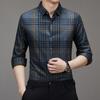 Рубашка с длинным рукавом, мужская свободная весенне-осенняя новая мужская рубашка в клетку, эластичная рубашка без глажки