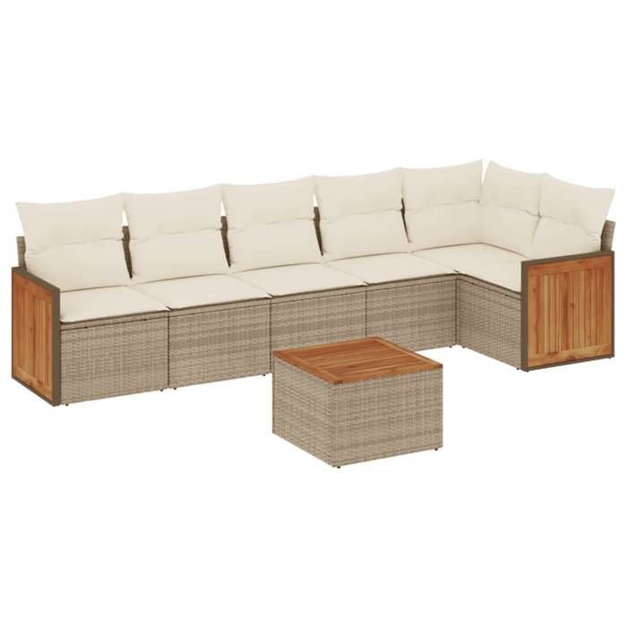 VidaXL Salon de Jardin avec Coussins 7 pcs, Canapés de Patio, Ensemble de Meubles, Mobilier de Terrasse Extérieur, Beige 3260077
