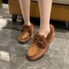 Winter Women's Cotton Flat Shoes Moccasins Femme Warm Plush Loafers Comfy Fur Flats Woman Large Size 35-43 Platform Furry Boots