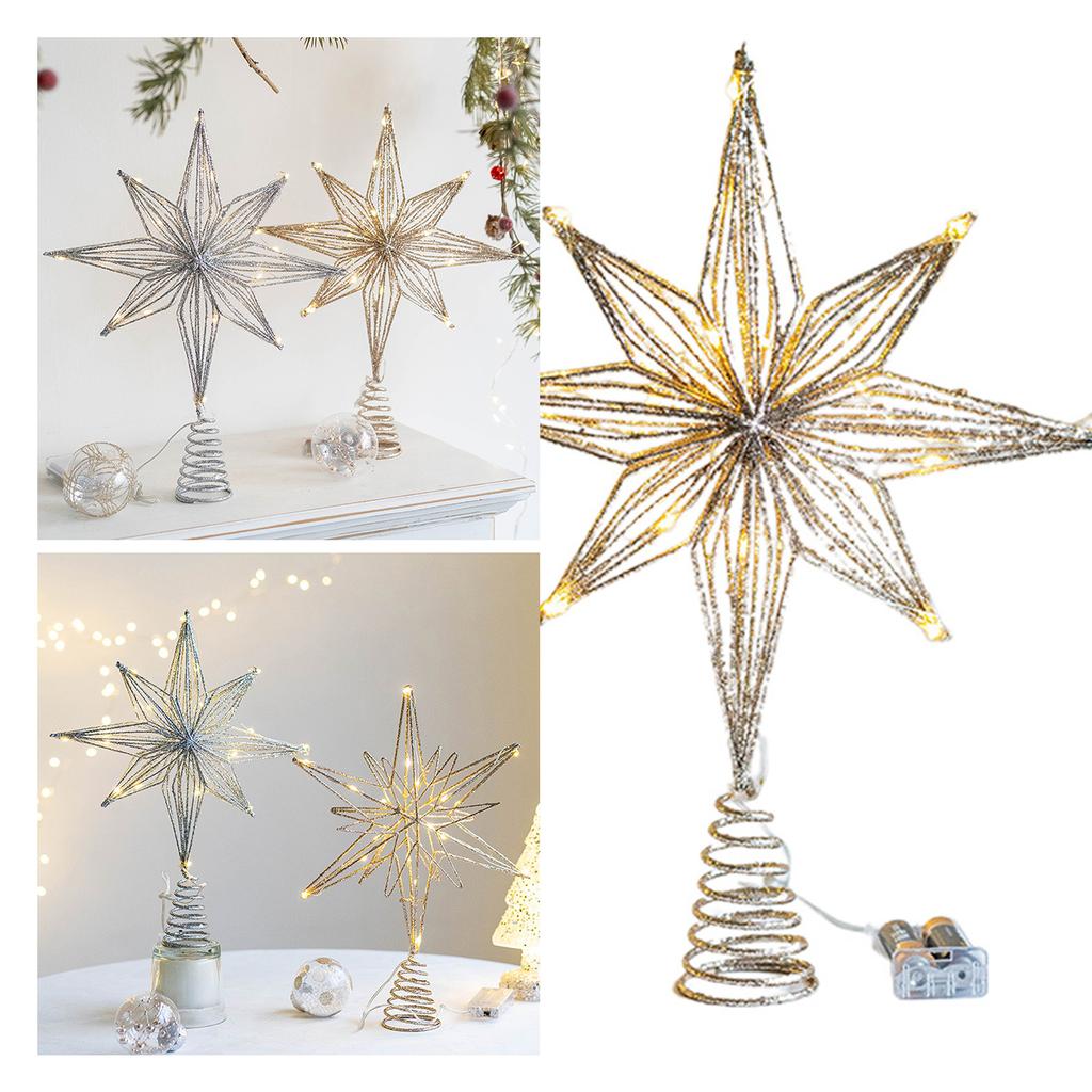 Christmas Tree LED Star Tree Toppers Battery Operated Treetop Decoration Christmas Decoration String Ornament New Year