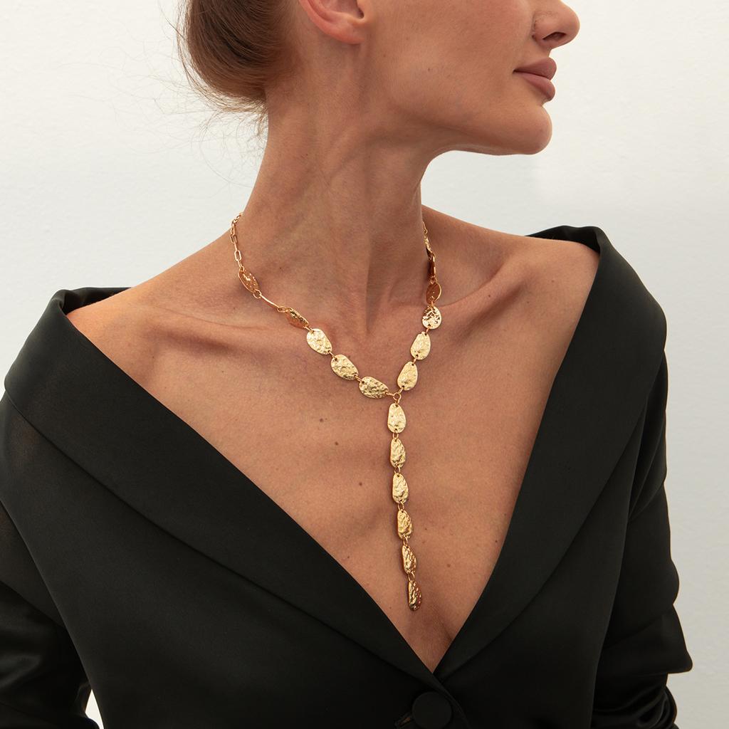 Неправильная барочная Y-образная ключичная цепочка, ожерелье с кулоном в виде плоской капли воды, женское