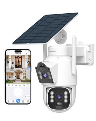 Simultaneous Outdoor Security 4MP Auto PIR Motion Detection Dual Lens, 2-Way RecordingVORGUT Solar-Powered Camera, + 4MP, Tracking,