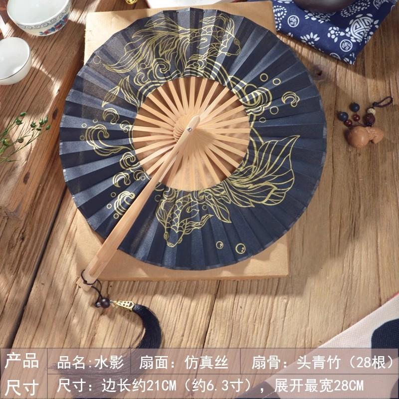 Китайский складной ручной веер Традиционный бамбуковый круглый веер для женщин Портативный веер-клатч Охлаждающий веер Аксессуар для лета Ханфу Ципао