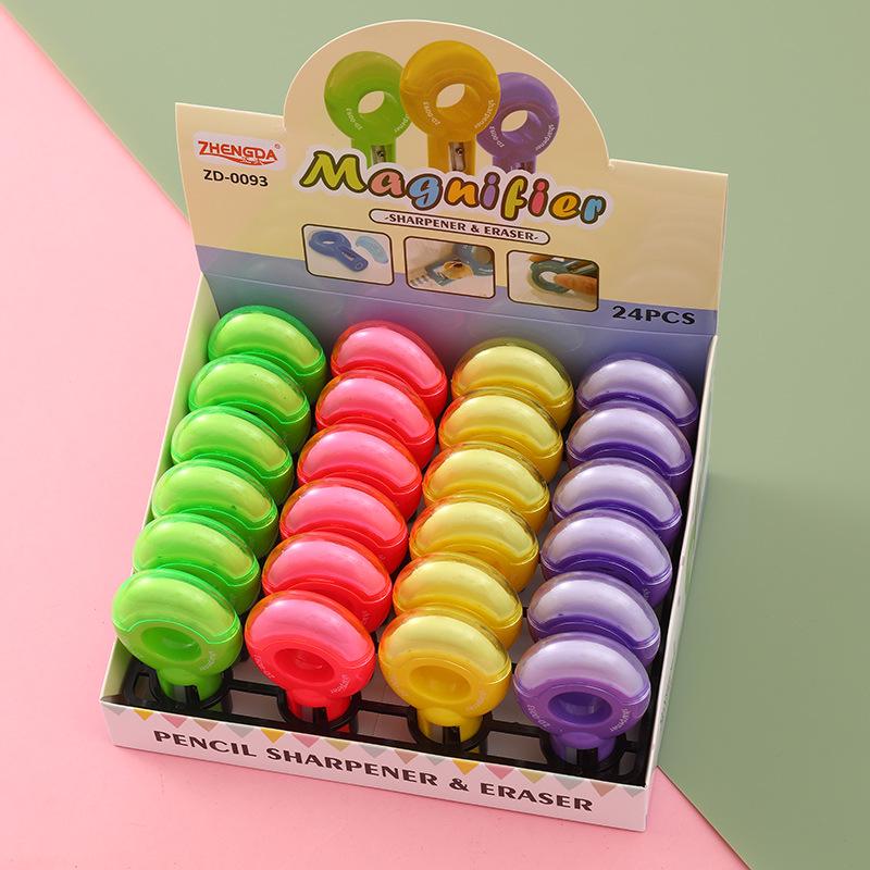 Два в одном: точилка для карандашей и ластик: Креативная, красочная, симпатичная форма с двойной головкой для чистого стирания и меньшего количества крошек. Идеально подходит для студентов!