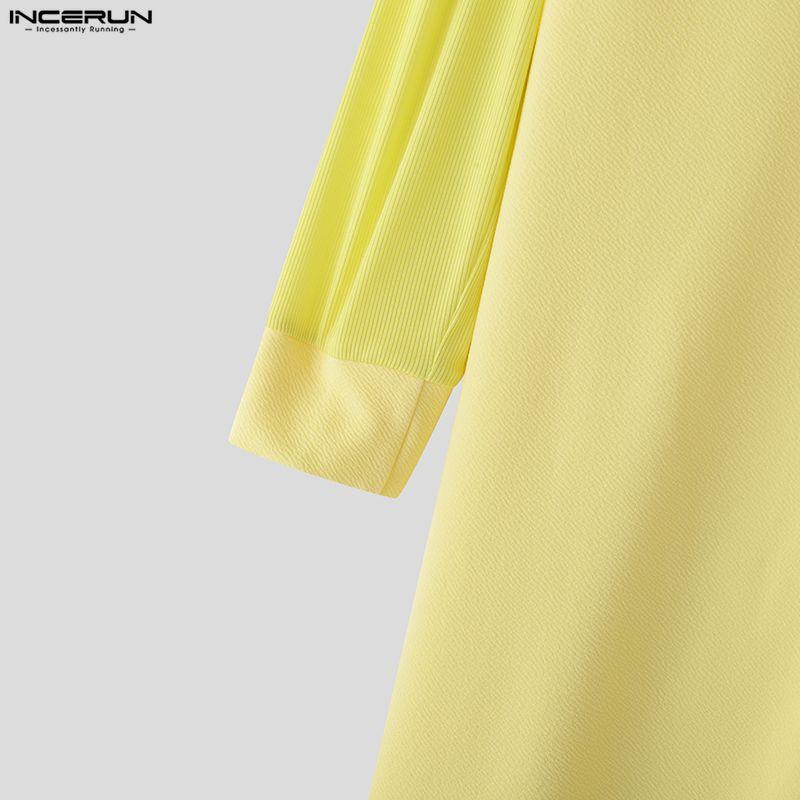 INCERUN Мужские кардиганы с лацканами, длинными рукавами и высокими разрезами, повседневные длинные пальто